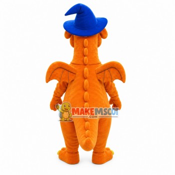 Giant Flying Dragon With Blue Magic Hat Mascot Costume Giant Flying Dragon With Blue Magic Hat Mascot Costume