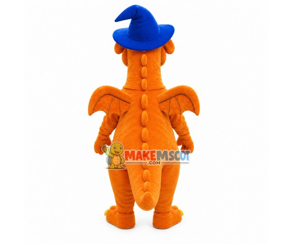 Giant Flying Dragon With Blue Magic Hat Mascot Costume Giant Flying Dragon With Blue Magic Hat Mascot Costume