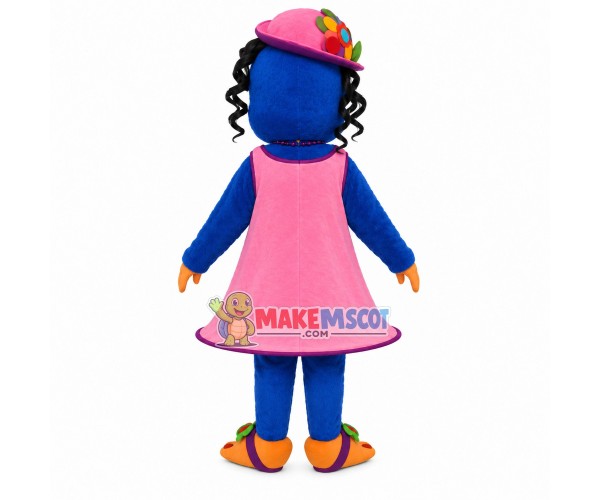 Lady Bird In Pink Flared Dress Mascot Costume Lady Bird In Pink Flared Dress Mascot Costume