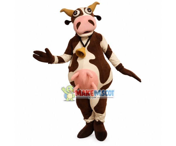 Farm Milk Cow Wearing Bell Mascot Costume