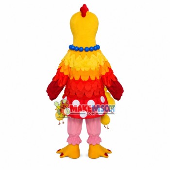 Elegant Chicken With Blue Pearl Necklace Mascot Costume
