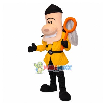 Big Nose Doll Holding Fishing Net Mascot Costume