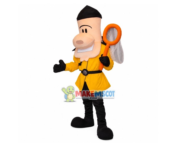 Big Nose Doll Holding Fishing Net Mascot Costume Big Nose Doll Holding Fishing Net Mascot Costume