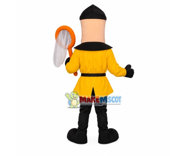 Big Nose Doll Holding Fishing Net Mascot Costume Big Nose Doll Holding Fishing Net Mascot Costume