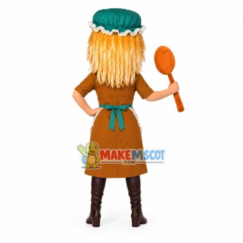 Foreign Cook Girl Holding Spatula Mascot Costume Foreign Cook Girl Holding Spatula Mascot Costume