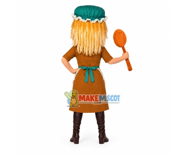 Foreign Cook Girl Holding Spatula Mascot Costume Foreign Cook Girl Holding Spatula Mascot Costume