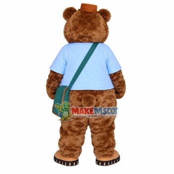 Distressed Postman Brown Bear Mascot Costume