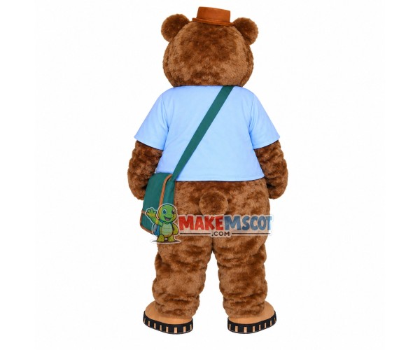 Distressed Postman Brown Bear Mascot Costume