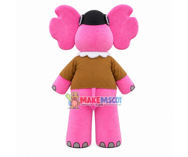 Glamour Girl Elephant In Khaki Shirt Mascot Costume Glamour Girl Elephant In Khaki Shirt Mascot Costume