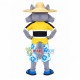 Villager Wolf Wearing Straw Hat Mascot Costume