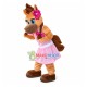 Brown Lady Horse In Plaid Dress Mascot Costume Brown Lady Horse In Plaid Dress Mascot Costume