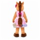 Brown Lady Horse In Plaid Dress Mascot Costume Brown Lady Horse In Plaid Dress Mascot Costume