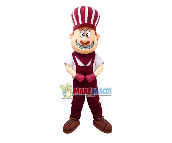 Experienced Pastry Chef In the Cafe Mascot Costume Experienced Pastry Chef In the Cafe Mascot Costume