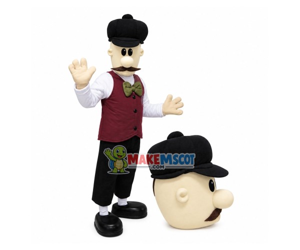 Bearded Pub Waiter Mascot Costume
