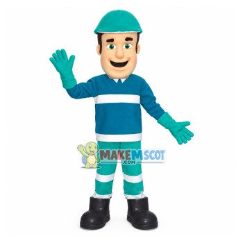 Friendly Professional Dredge Worker Mascot Costume