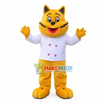 Fat Yellow Cat Chef Mascot Costume Fat Yellow Cat Chef Mascot Costume