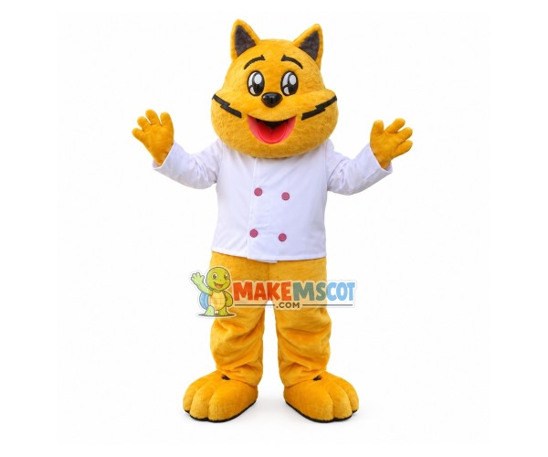 Fat Yellow Cat Chef Mascot Costume Fat Yellow Cat Chef Mascot Costume