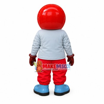 Motorcycle Racer Doll Wearing Red Helmet Mascot Costume Motorcycle Racer Doll Wearing Red Helmet Mascot Costume