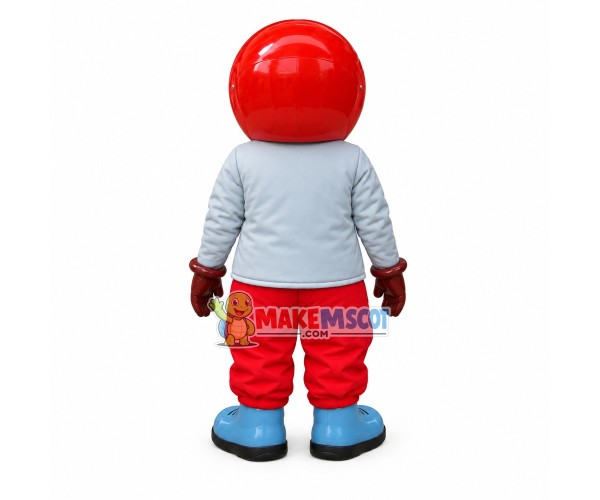 Motorcycle Racer Doll Wearing Red Helmet Mascot Costume Motorcycle Racer Doll Wearing Red Helmet Mascot Costume