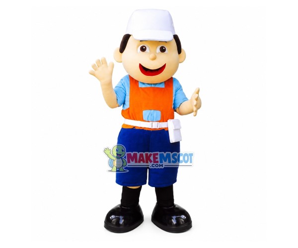 Recycle Bin Staff In Short Apron Mascot Costume Recycle Bin Staff In Short Apron Mascot Costume