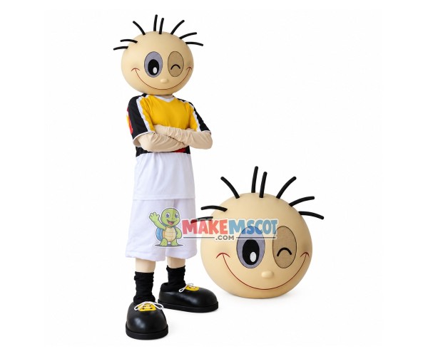 Winking Athlete Doll With Thinning Hair Mascot Costume Winking Athlete Doll With Thinning Hair Mascot Costume