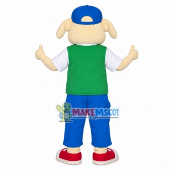 Energetic Boy Pig In Casual Suit Mascot Costume