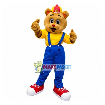 Hilarious Bear Wearing Fashion Overalls Mascot Costume Hilarious Bear Wearing Fashion Overalls Mascot Costume