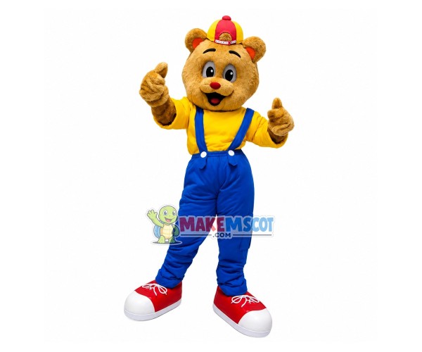 Hilarious Bear Wearing Fashion Overalls Mascot Costume