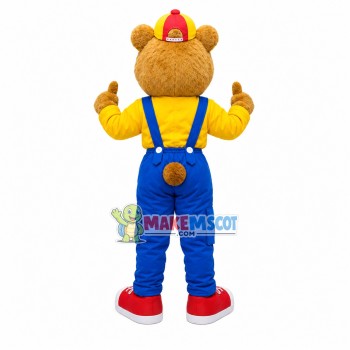 Hilarious Bear Wearing Fashion Overalls Mascot Costume Hilarious Bear Wearing Fashion Overalls Mascot Costume