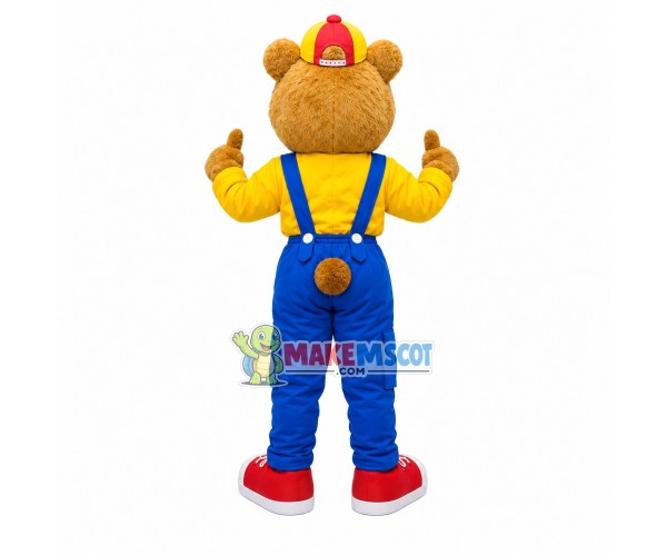 Hilarious Bear Wearing Fashion Overalls Mascot Costume Hilarious Bear Wearing Fashion Overalls Mascot Costume