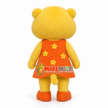 Beautiful Yellow Hippo Wearing Flower Dress Mascot Costume Beautiful Yellow Hippo Wearing Flower Dress Mascot Costume