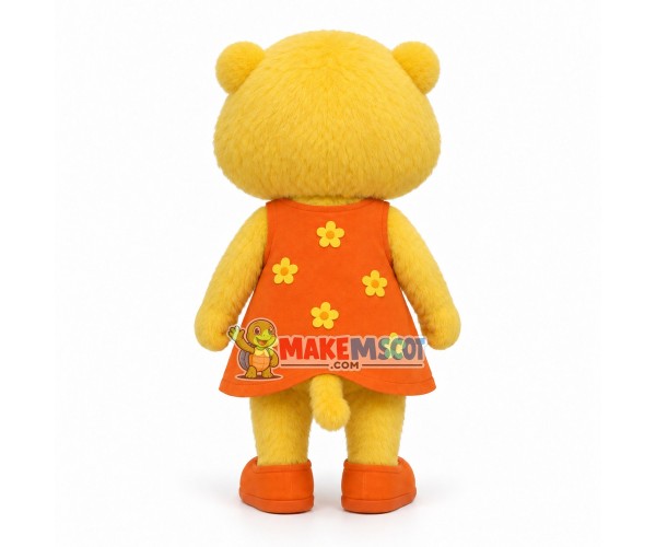 Beautiful Yellow Hippo Wearing Flower Dress Mascot Costume