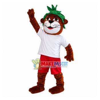The Tiger With Leaves On Head Mascot Costume