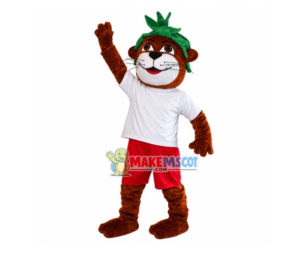 The Tiger With Leaves On Head Mascot Costume The Tiger With Leaves On Head Mascot Costume