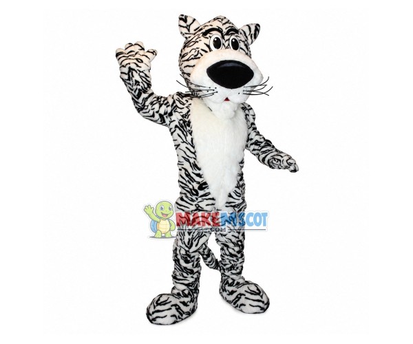 Big-nosed Adult White Tiger Mascot Costume Big-nosed Adult White Tiger Mascot Costume