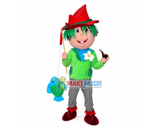 Sloppy Angler With Green Hair Mascot Costume Sloppy Angler With Green Hair Mascot Costume