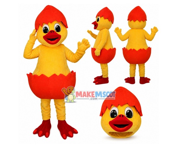 Duck With Orange Broken Eggshell Mascot Costume