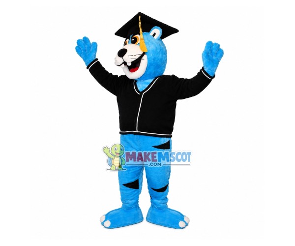 The Blue College Doctor Tiger Mascot Costume