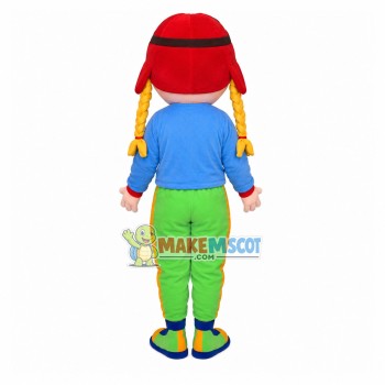 Brightly Dressed Golden Braid Kid Mascot Costume Brightly Dressed Golden Braid Kid Mascot Costume