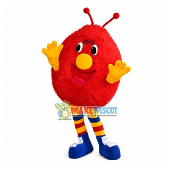 Red Fur Monster With Tentacles Mascot Costume