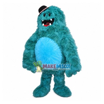 Dark Green Hairy Monster Cartoon Mascot Costume Dark Green Hairy Monster Cartoon Mascot Costume