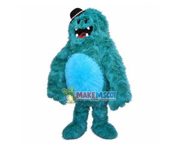 Dark Green Hairy Monster Cartoon Mascot Costume Dark Green Hairy Monster Cartoon Mascot Costume