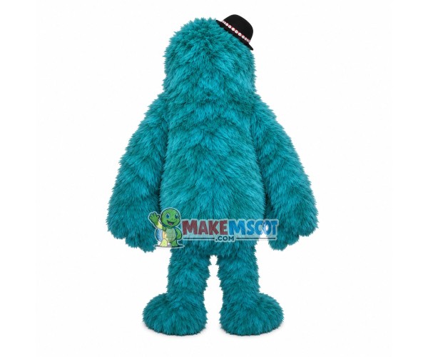 Dark Green Hairy Monster Cartoon Mascot Costume Dark Green Hairy Monster Cartoon Mascot Costume