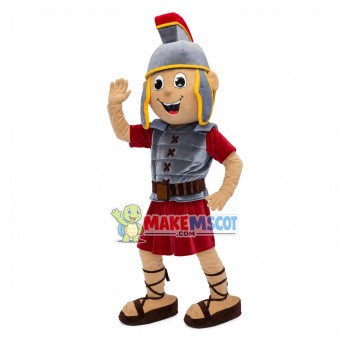 Young Soldier In Armor Mascot Costume