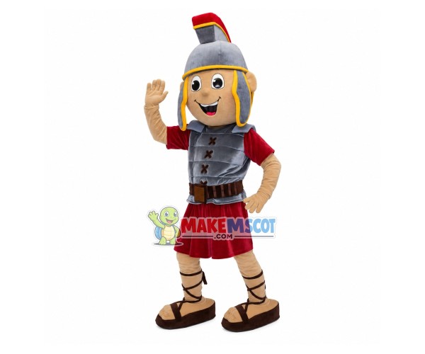 Young Soldier In Armor Mascot Costume Young Soldier In Armor Mascot Costume