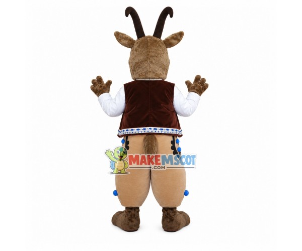 Excited Antelope In Ethnic Vest Mascot Costume Excited Antelope In Ethnic Vest Mascot Costume