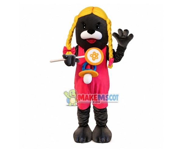 Pacifier Sea Lion Holding Lollipop Mascot Costume Pacifier Sea Lion Holding Lollipop Mascot Costume