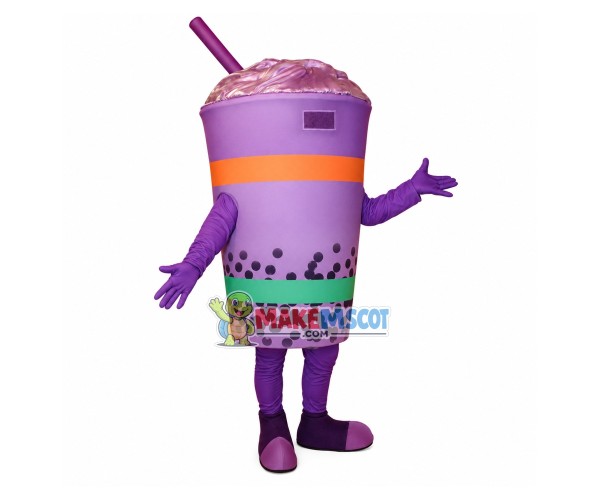 Cup of Taro-flavored Bubble Tea Mascot Costume Cup of Taro-flavored Bubble Tea Mascot Costume