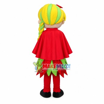 Mushroom Picking Girl With Long Braid Mascot Costume Mushroom Picking Girl With Long Braid Mascot Costume