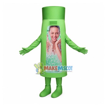 Green Bottle of Facial Beauty Lotion Mascot Costume Green Bottle of Facial Beauty Lotion Mascot Costume